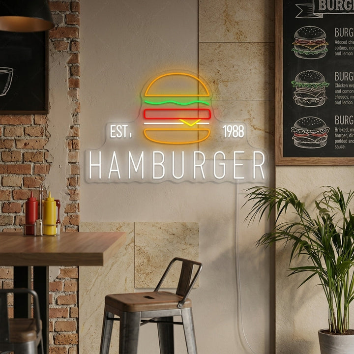 "Tilpasset hamburgerlogo" Neonskilt