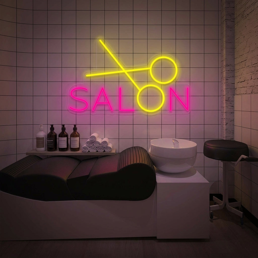 "salon, Frisørsalong, Saks" Neonskilt