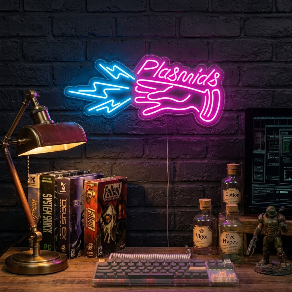 "Plasmids, Innredning Av Gamerrom" Neonskilt