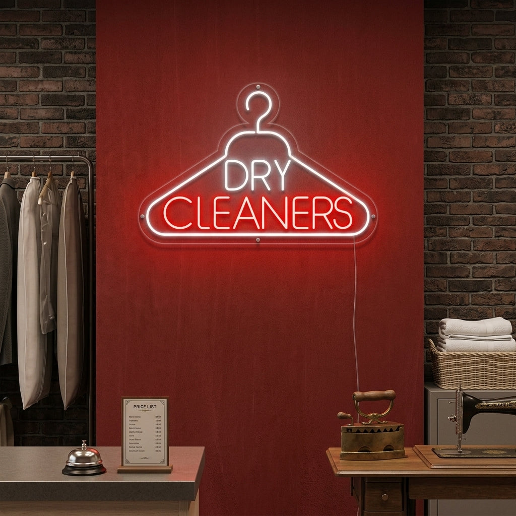 "Vaskeri, Dry Cleaners" Neonskilt
