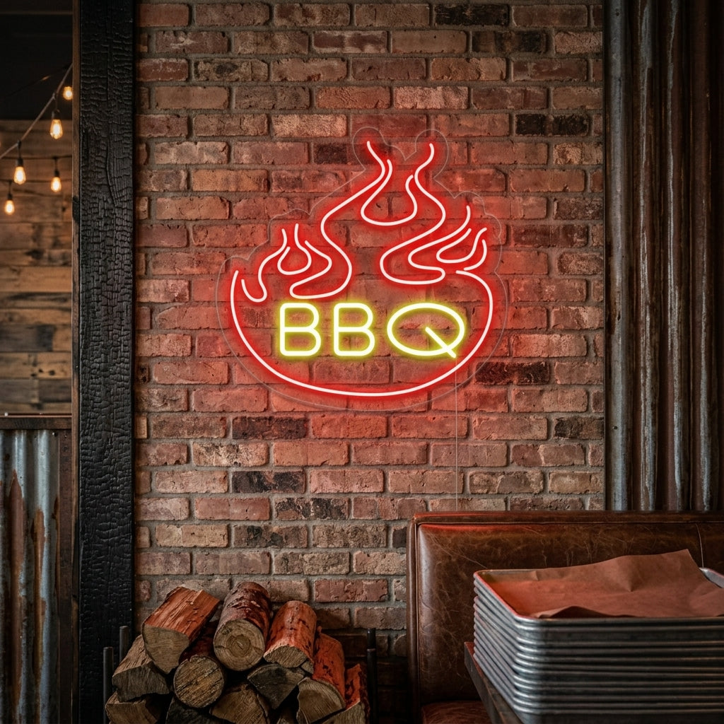 "Flammer, BBQ" Neonskilt