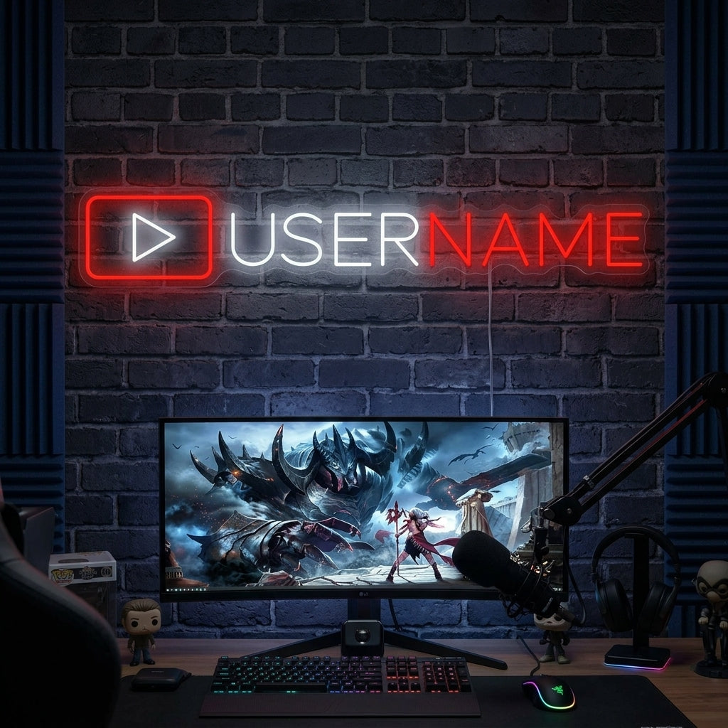 "Egendefinert Youtuber-logo" Neonskilt