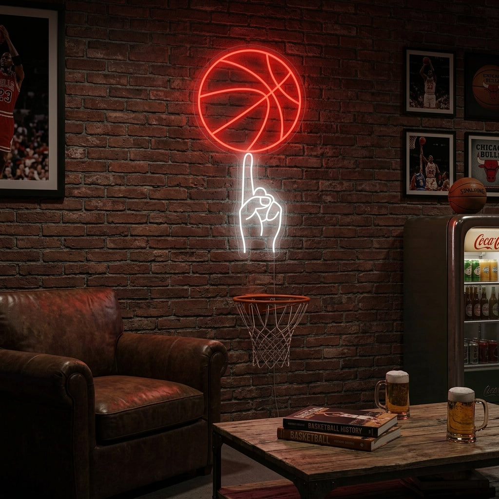 "Hand Swing Basketball" Neonskilt