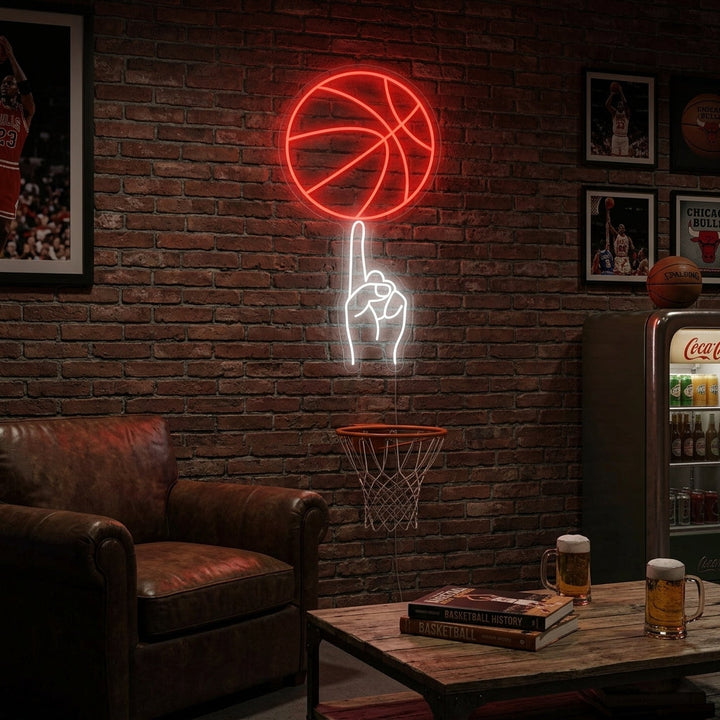 "Hand Swing Basketball" Neonskilt