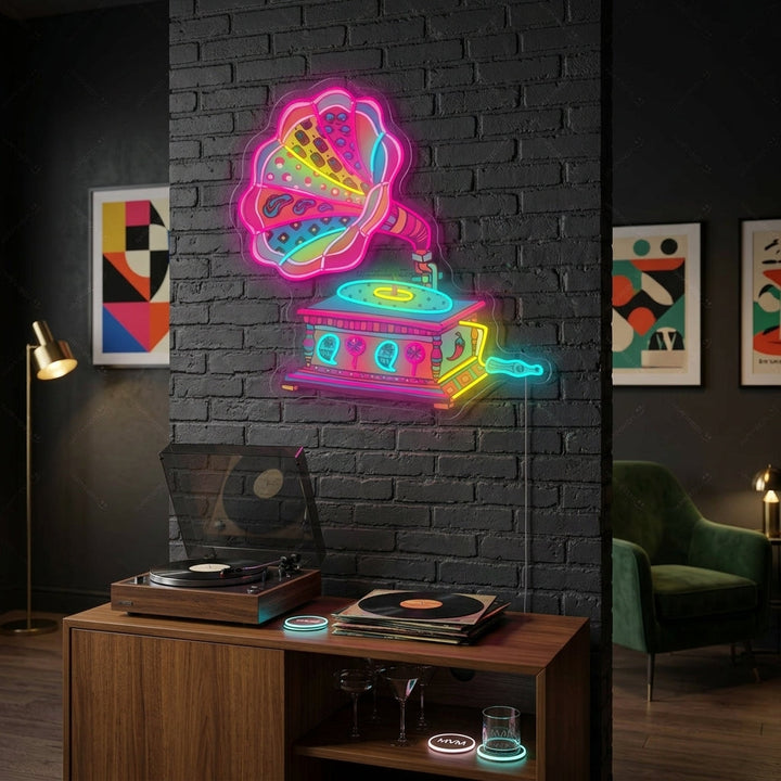 "Retro grammofon" Neonskilt