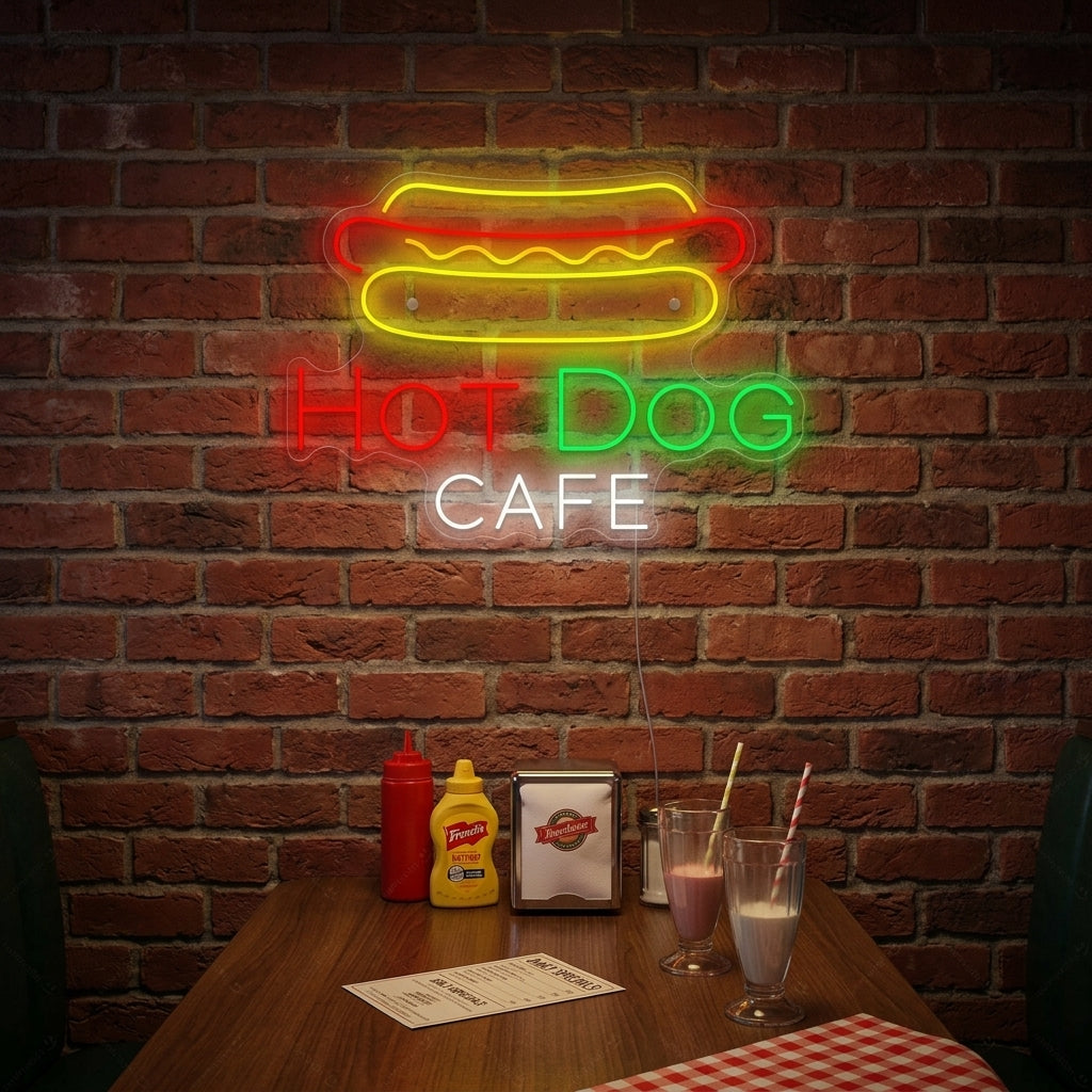 "Hotdog Cafe" Neonskilt