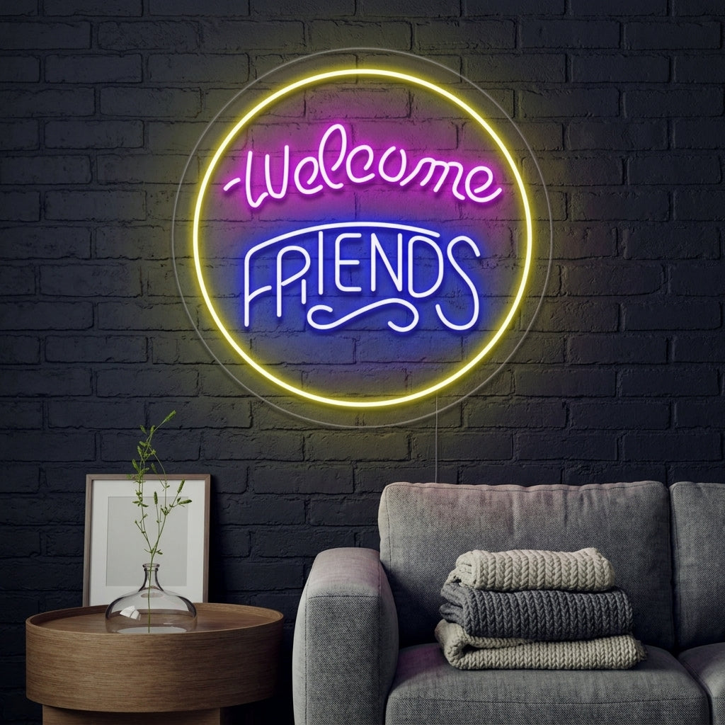 "Welcome Friends" Neonskilt