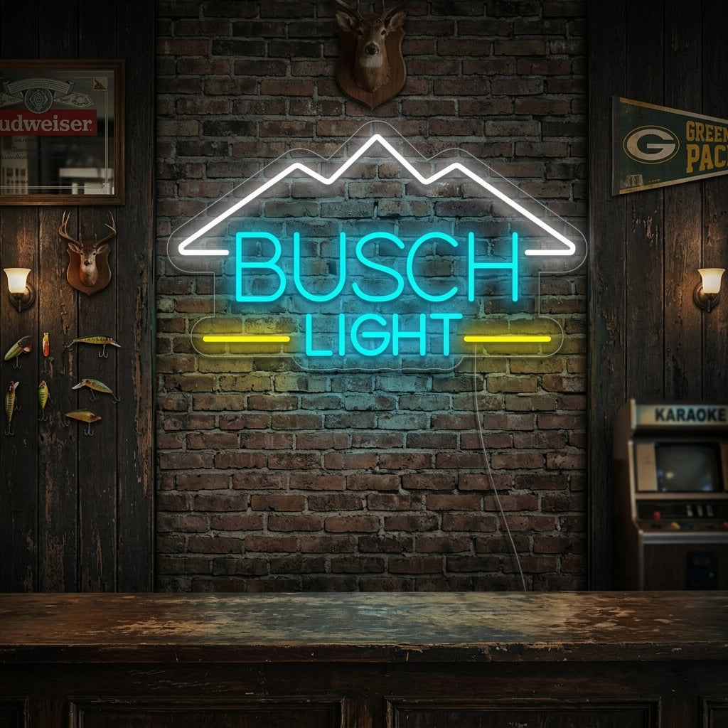 "Vintage Busch Light Ølbar" Neonskilt