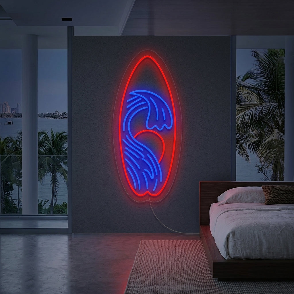 "Surfebrett Sportsutstyr" Neonskilt