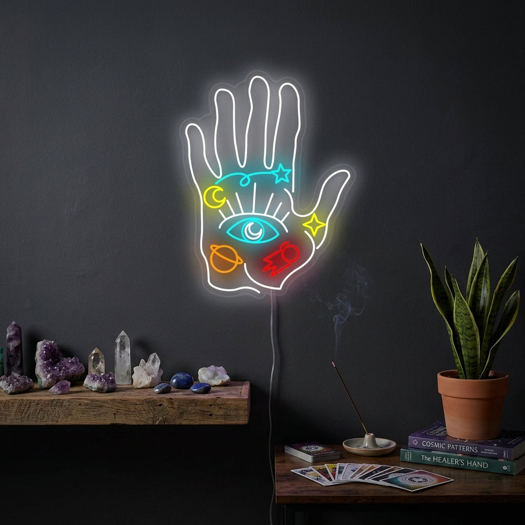 "Spirituell Hånd" Neonskilt