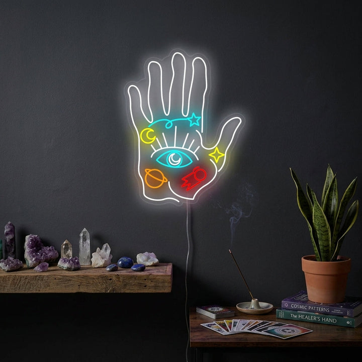 "Spirituell Hånd" Neonskilt