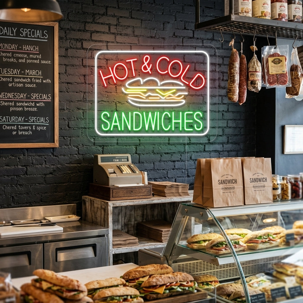"Hot Cold Sandwiches" Neonskilt