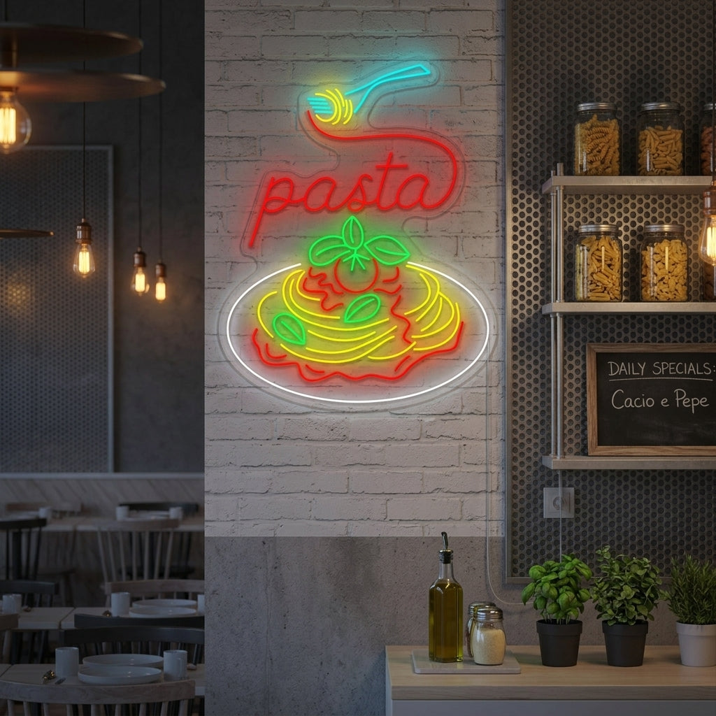 "Italiensk pastarett" Neonskilt