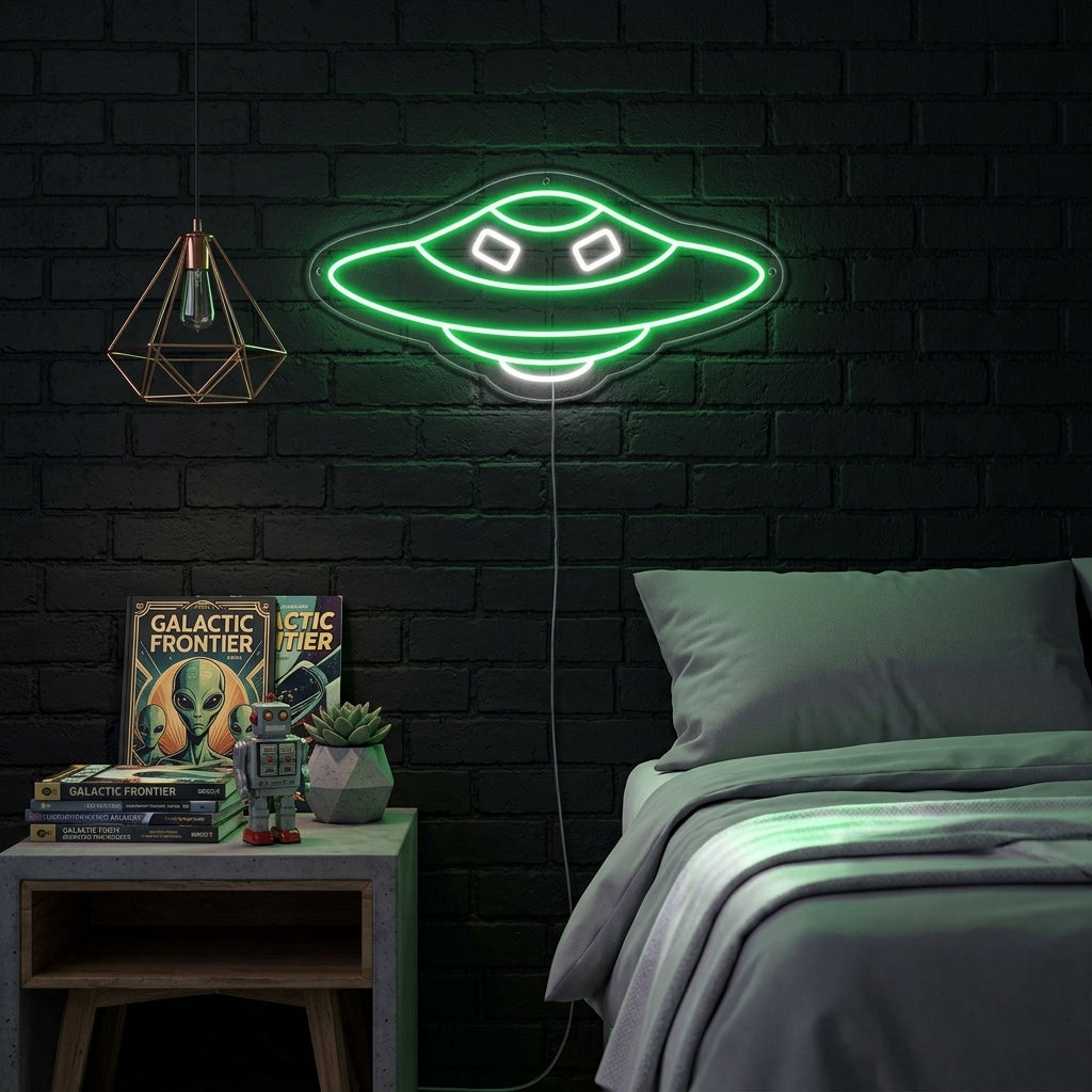 "Romskip UFO" Neonskilt