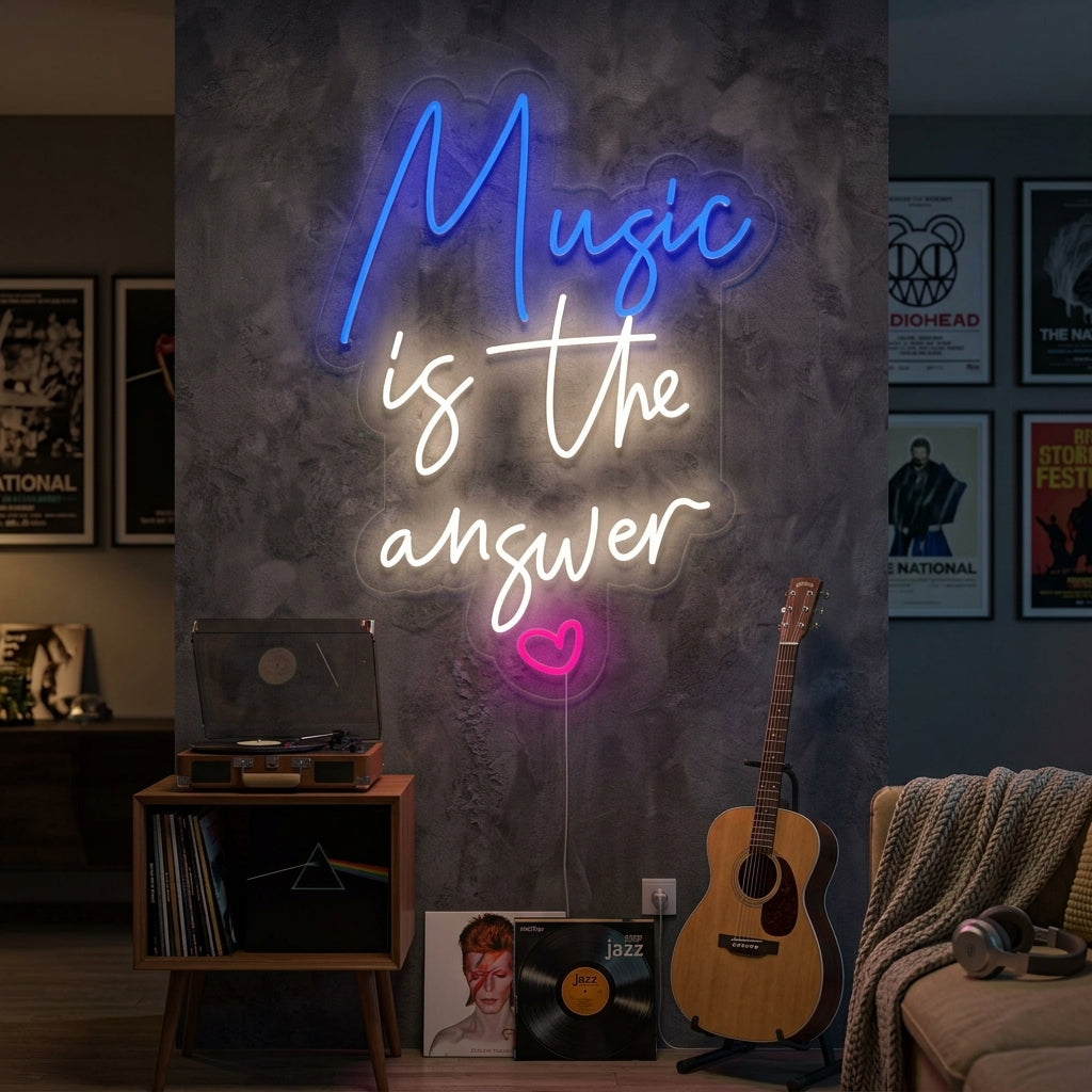 "Music is The Answer" Neonskilt