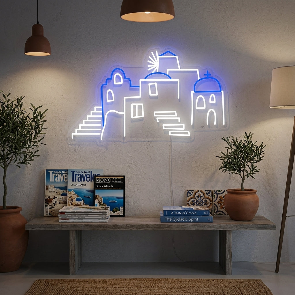 "Hellas Domene I Santorini" Neonskilt