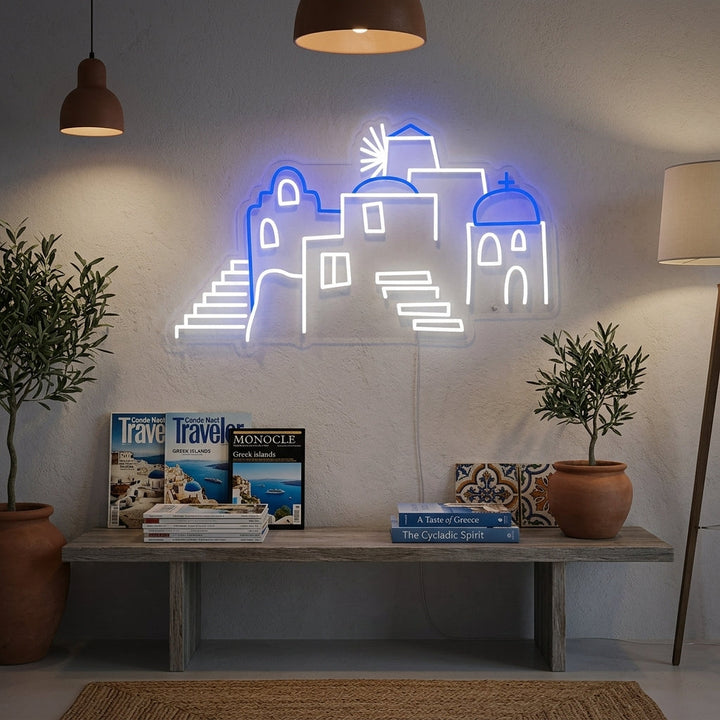 "Hellas Domene I Santorini" Neonskilt