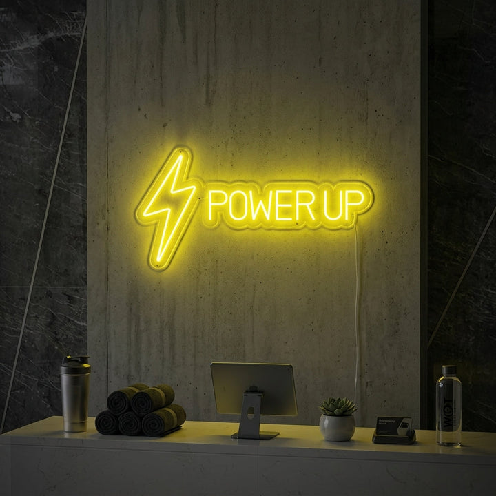 "Power Up" Innredning Til Treningssenteret Neonskilt
