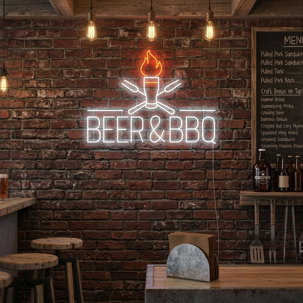 "Beer And BBQ" Neonskilt