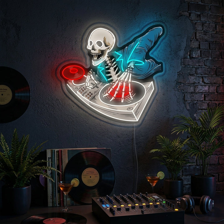 "Skjelett DJ" Neonskilt
