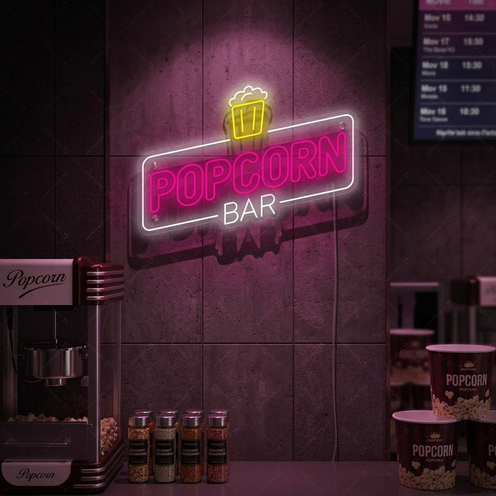 "Popcorn Bar" Neonskilt