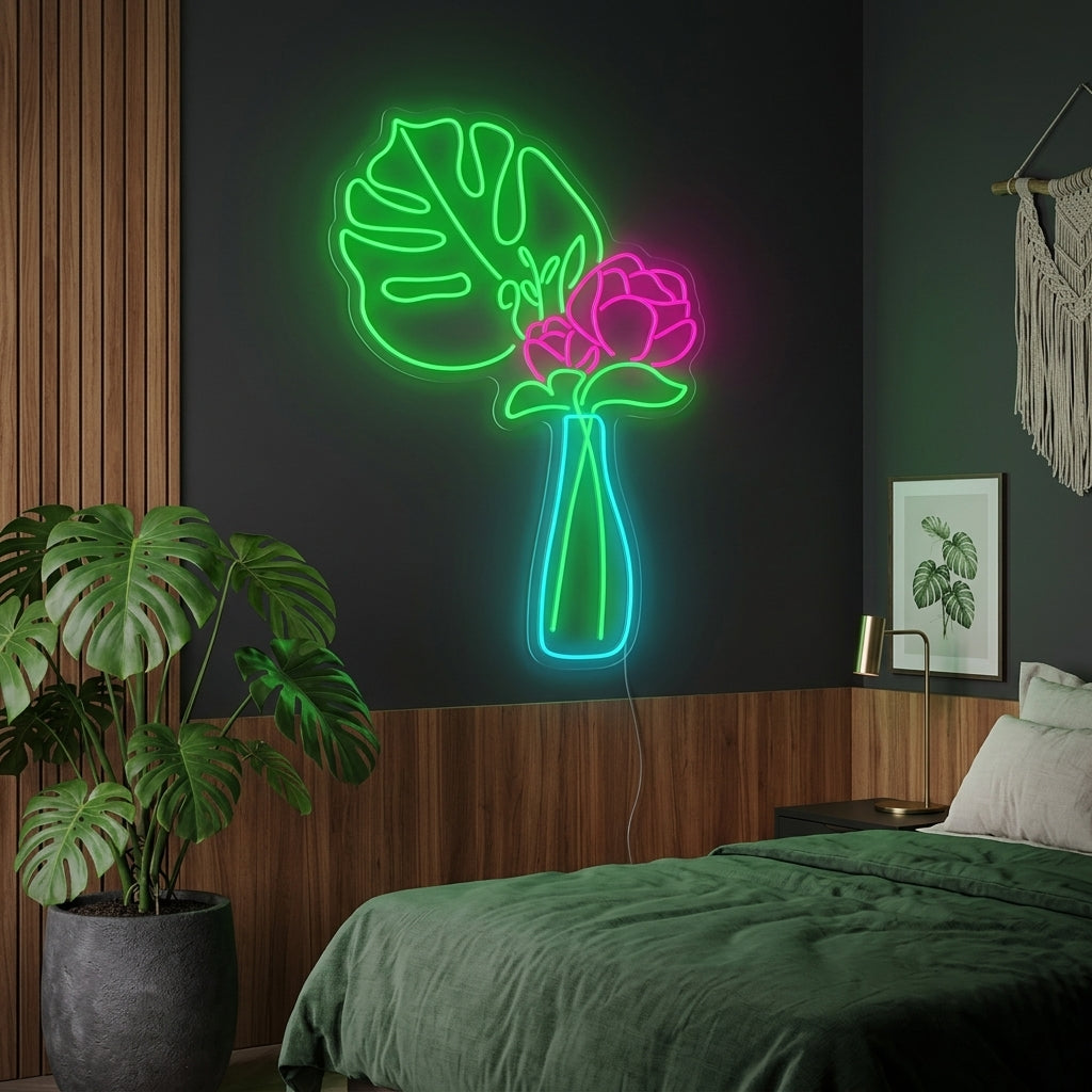 "Blomst i vase" Neonskilt
