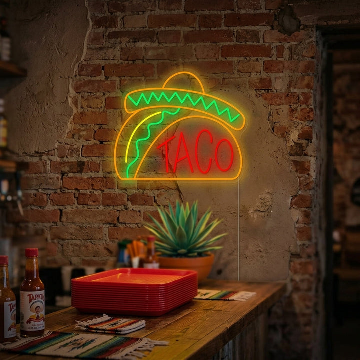 "Mexican Hat Taco" Neonskilt