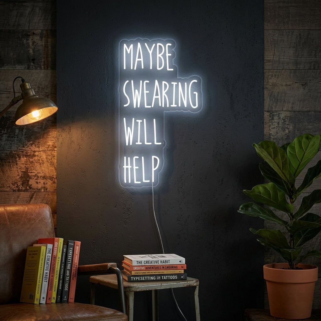 "Maybe Swearing Will Help" Neonskilt
