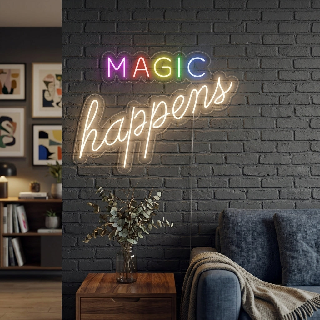 "Magic Happens" Neonskilt
