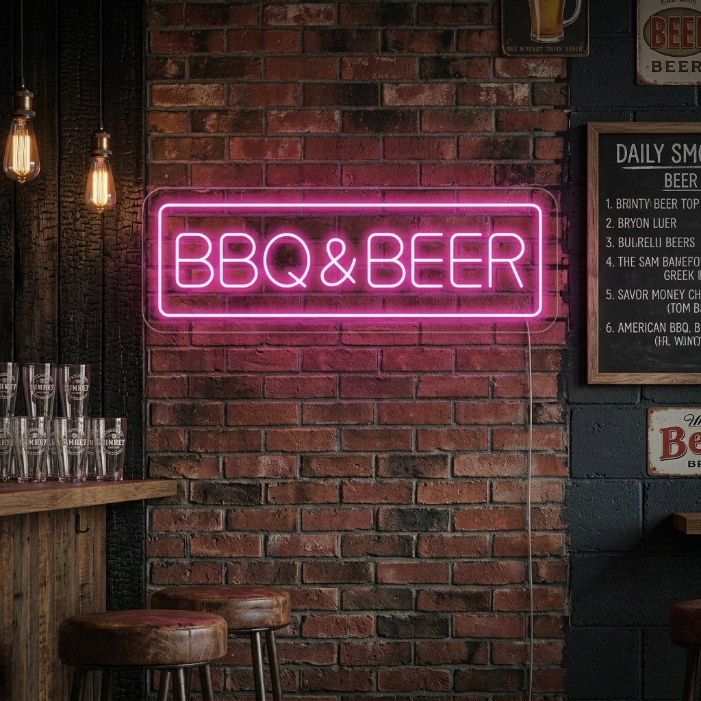 "BBQ Beer" Neonskilt