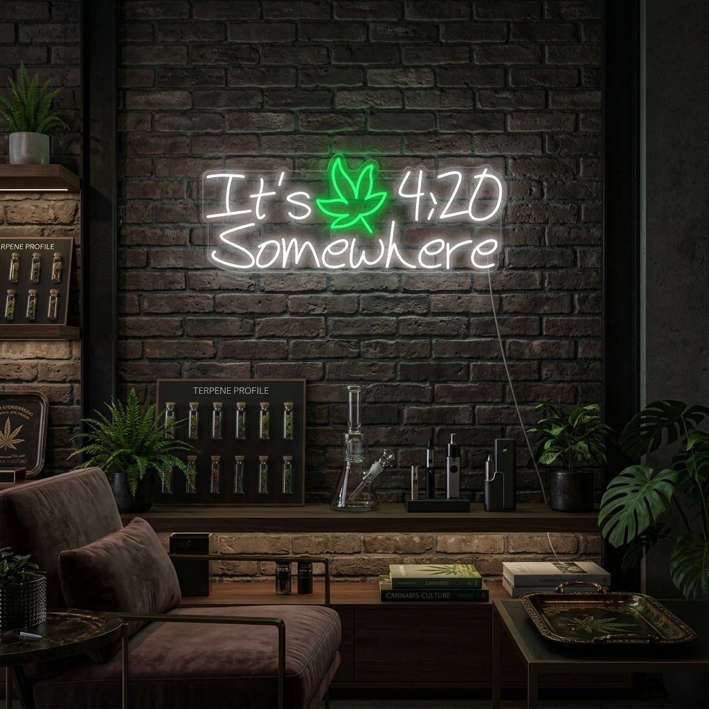 "Its 420 Somewhere Marihuana" Neonskilt