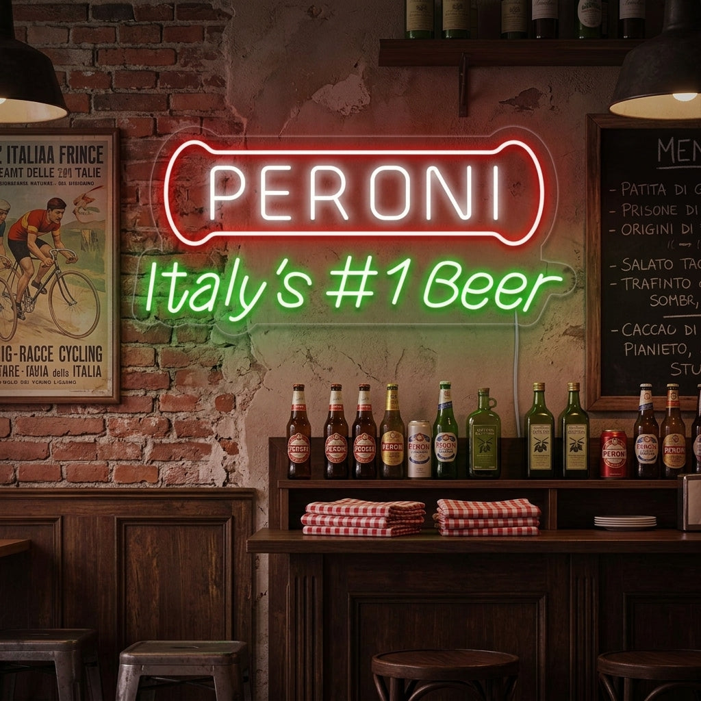 "Italy Beer Peroni Bar" Neonskilt