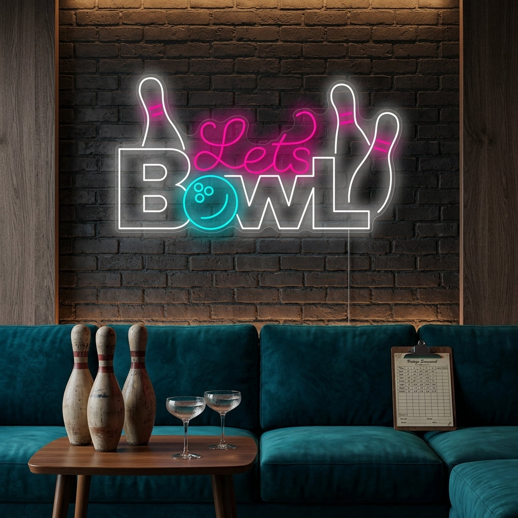 "Lets Bowl" Neonskilt