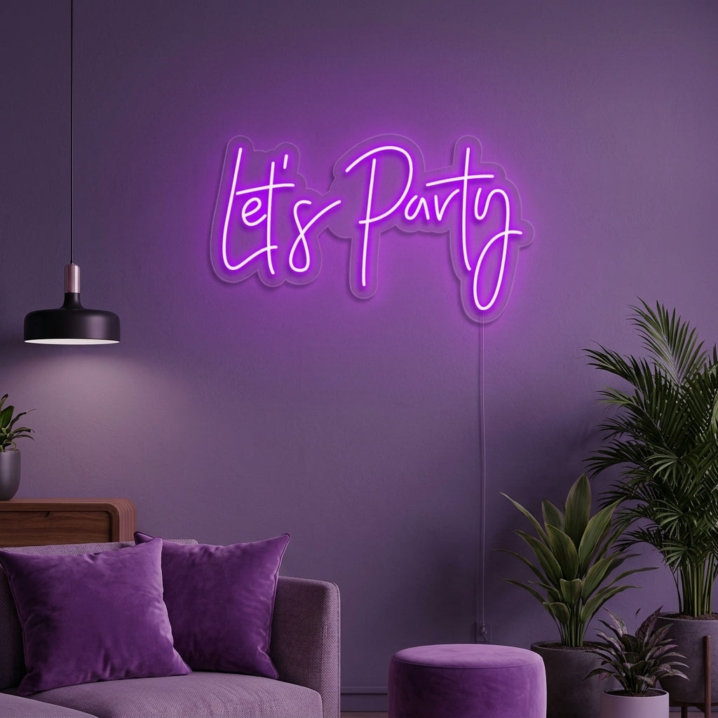 "Lets Party" Neonskilt
