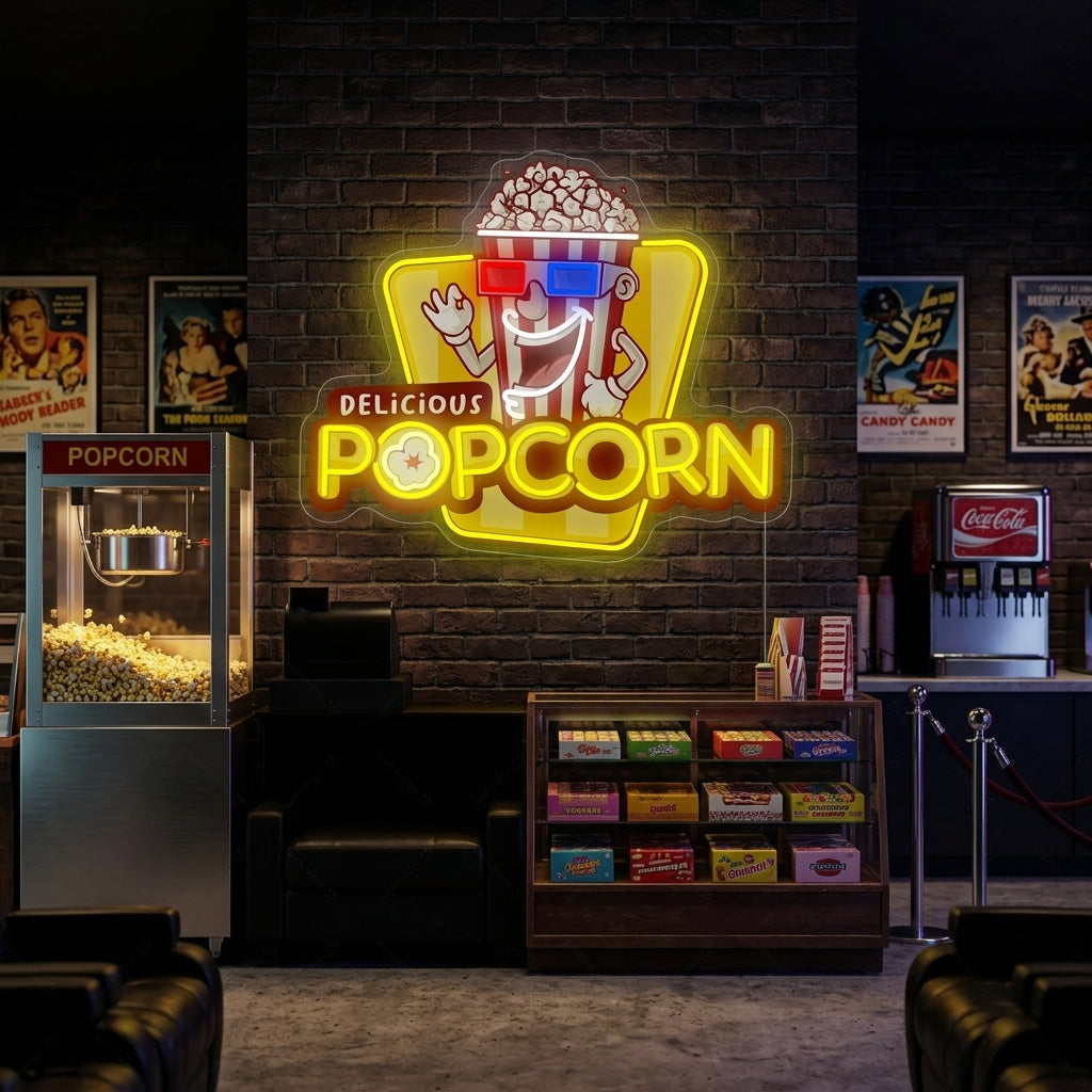 "Delicious Popcorn" Neonskilt