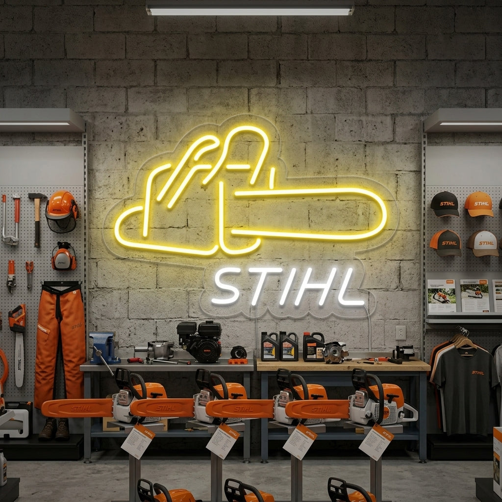 "Stihl, motorsag" Neonskilt