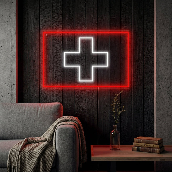 "Sveits' Flagg" Neonskilt