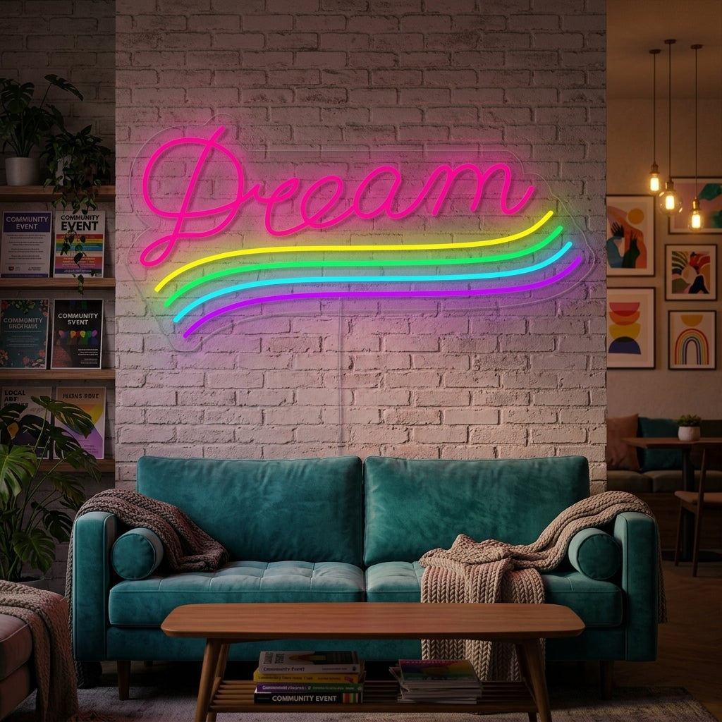 "Regnbueflagg Lgbt-Pride Unikt, Dream" Neonskilt
