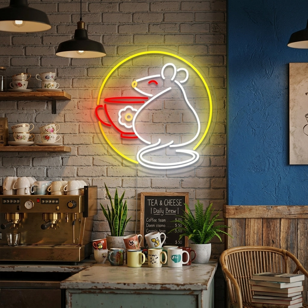 "Rotte Med Kopp" Neonskilt