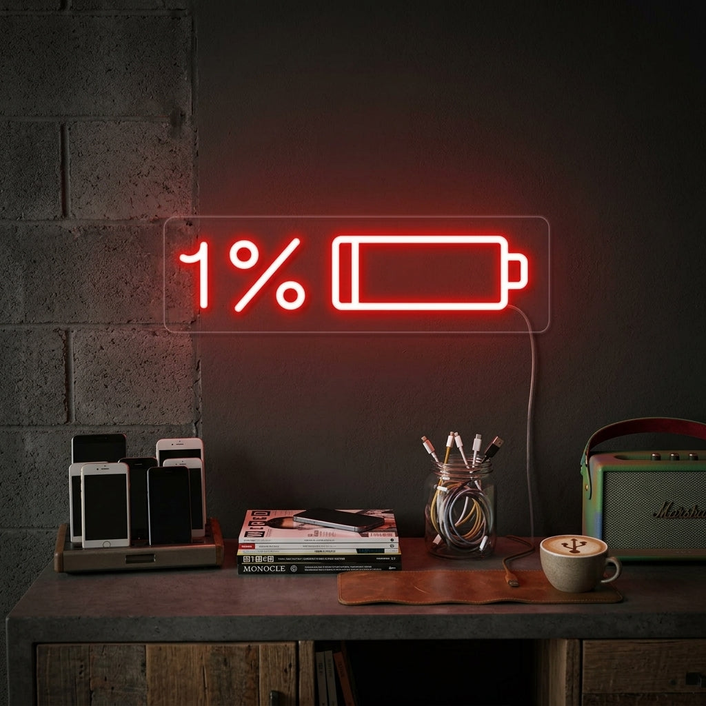 "Lavt Batteri" Neonskilt