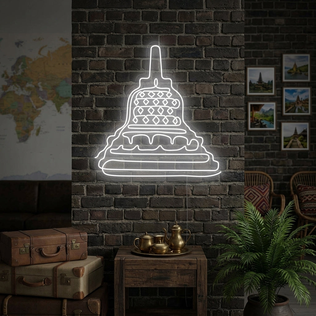 "Indonesias Borobudur-Tempelet" Neonskilt