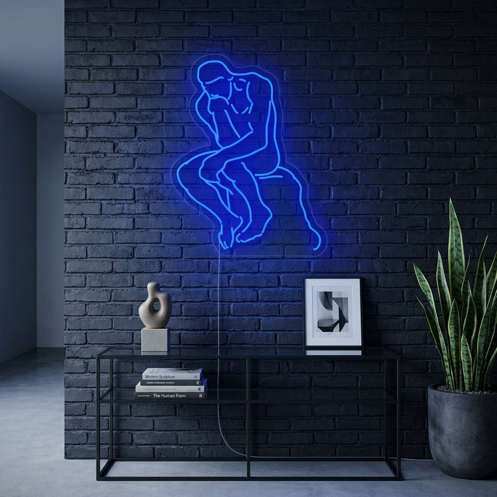 "Tenkeren Auguste Rodin" Neonskilt