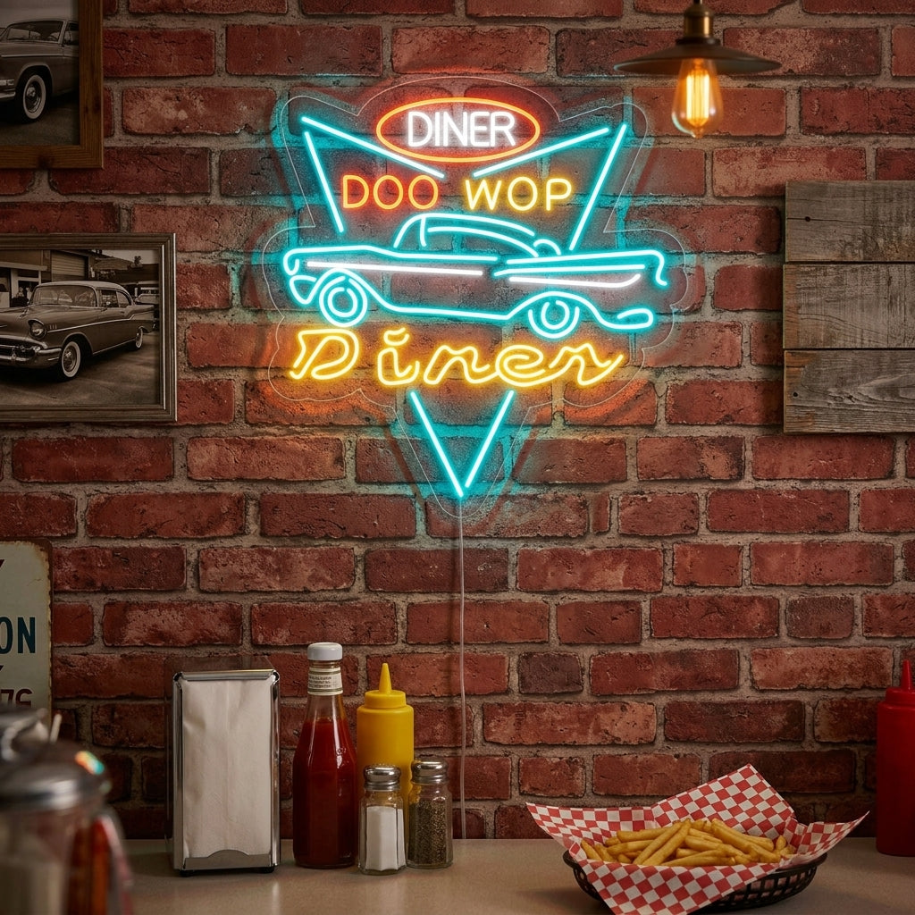 "Car Diner Drive Through" Neonskilt