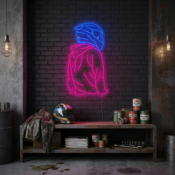"Motorsyklist" Neonskilt
