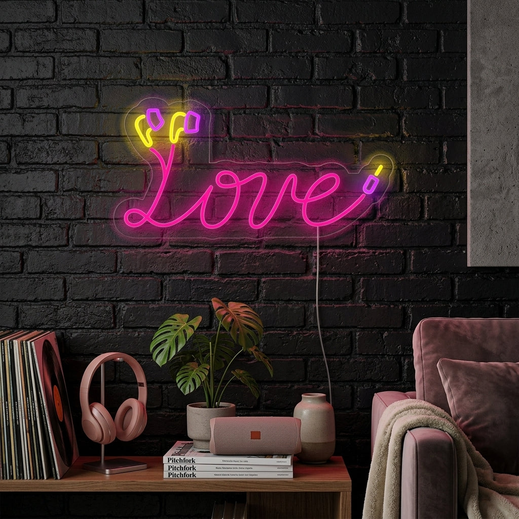 "love, Øretelefonkabel" Neonskilt