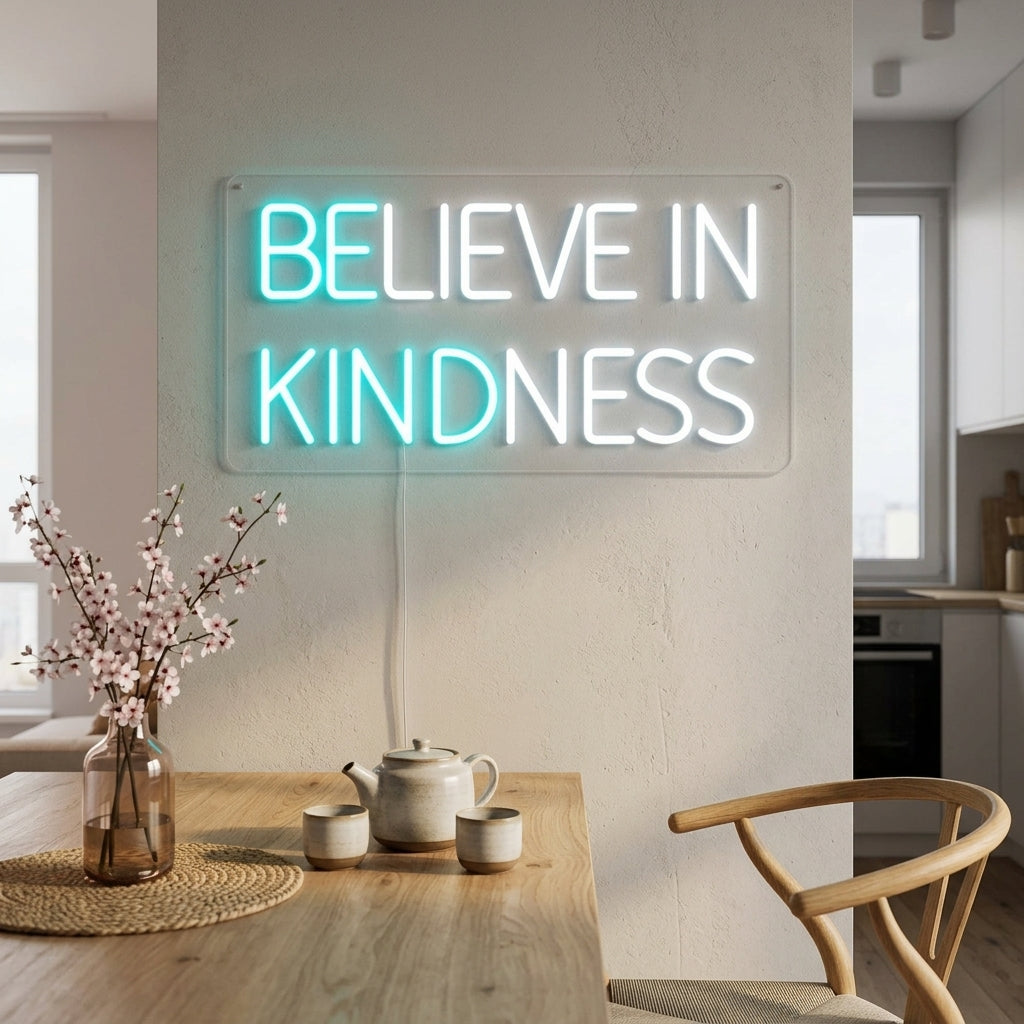 "DELIEVE IN KINDNESS" Neonskilt
