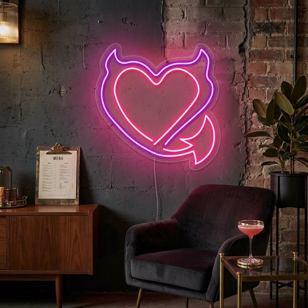 "Djevelens Hjerte" Neonskilt