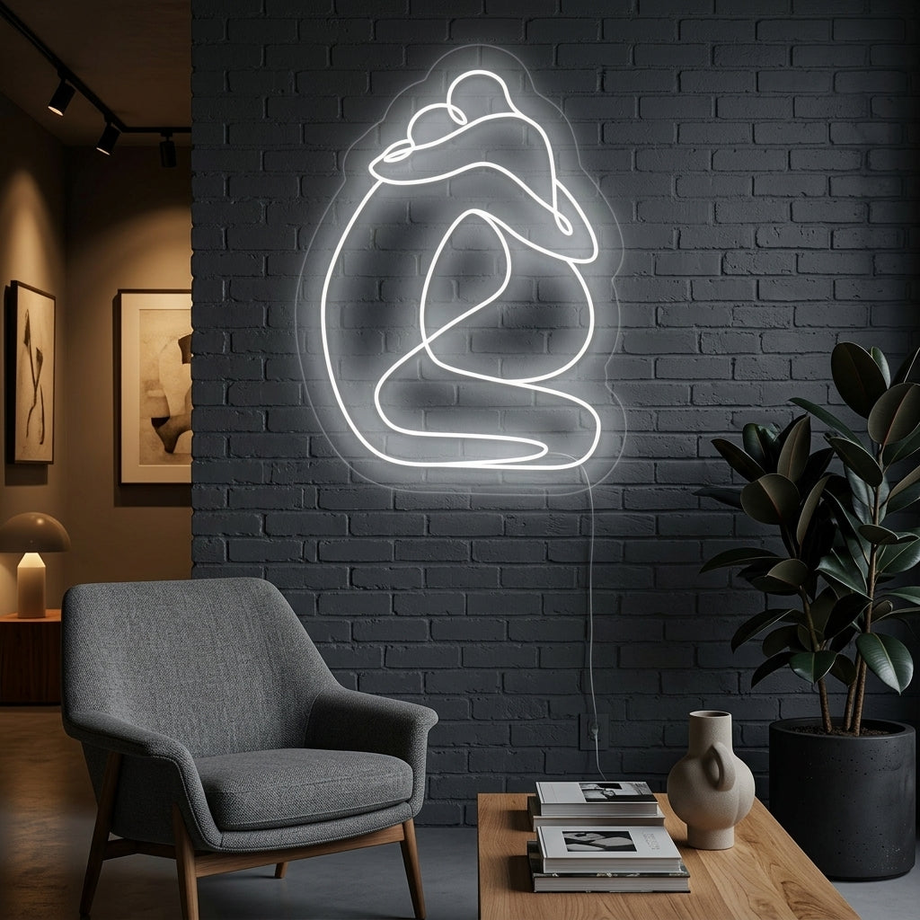 "Abstrakt Elskeres Omfavnelse" Neonskilt