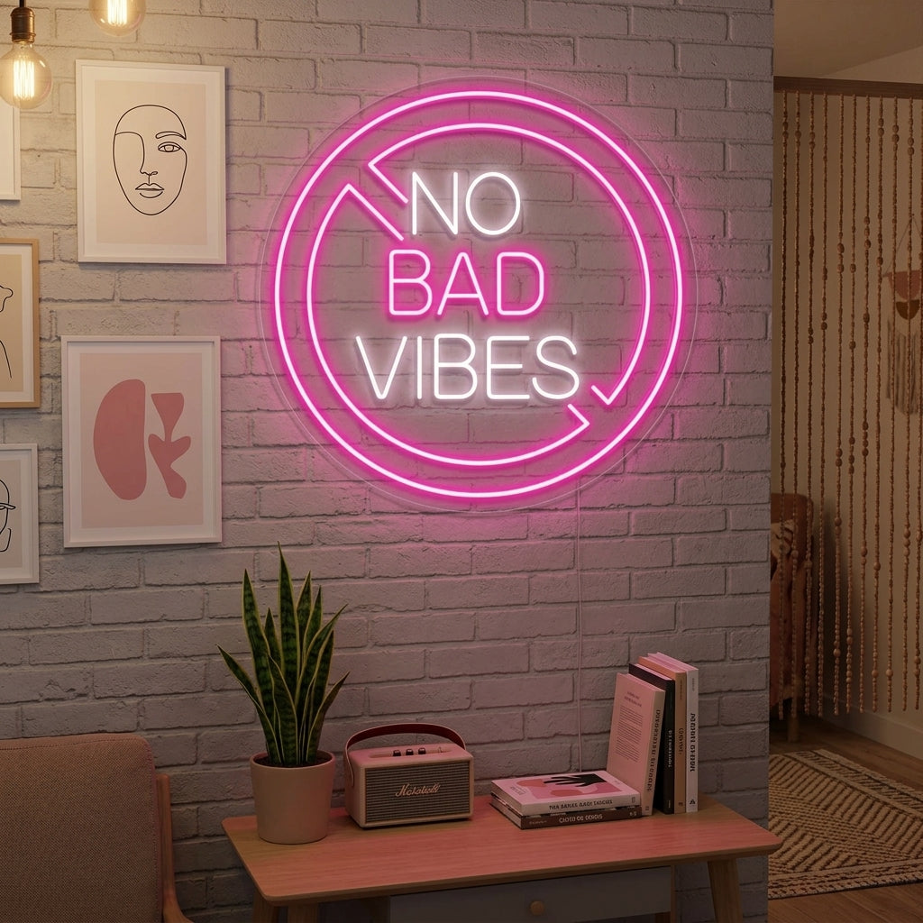 "No Bad Vibes" Neonskilt