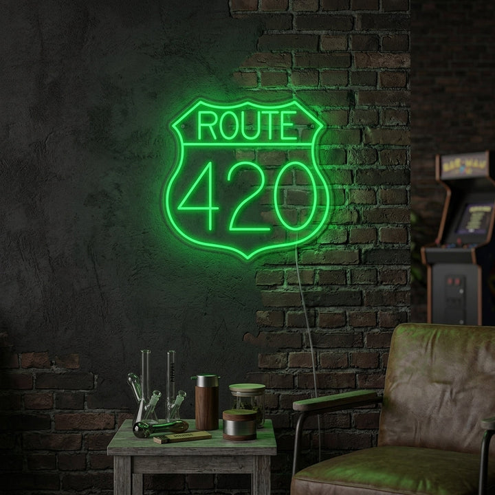 "Motorveier Og Rute 420" Neonskilt
